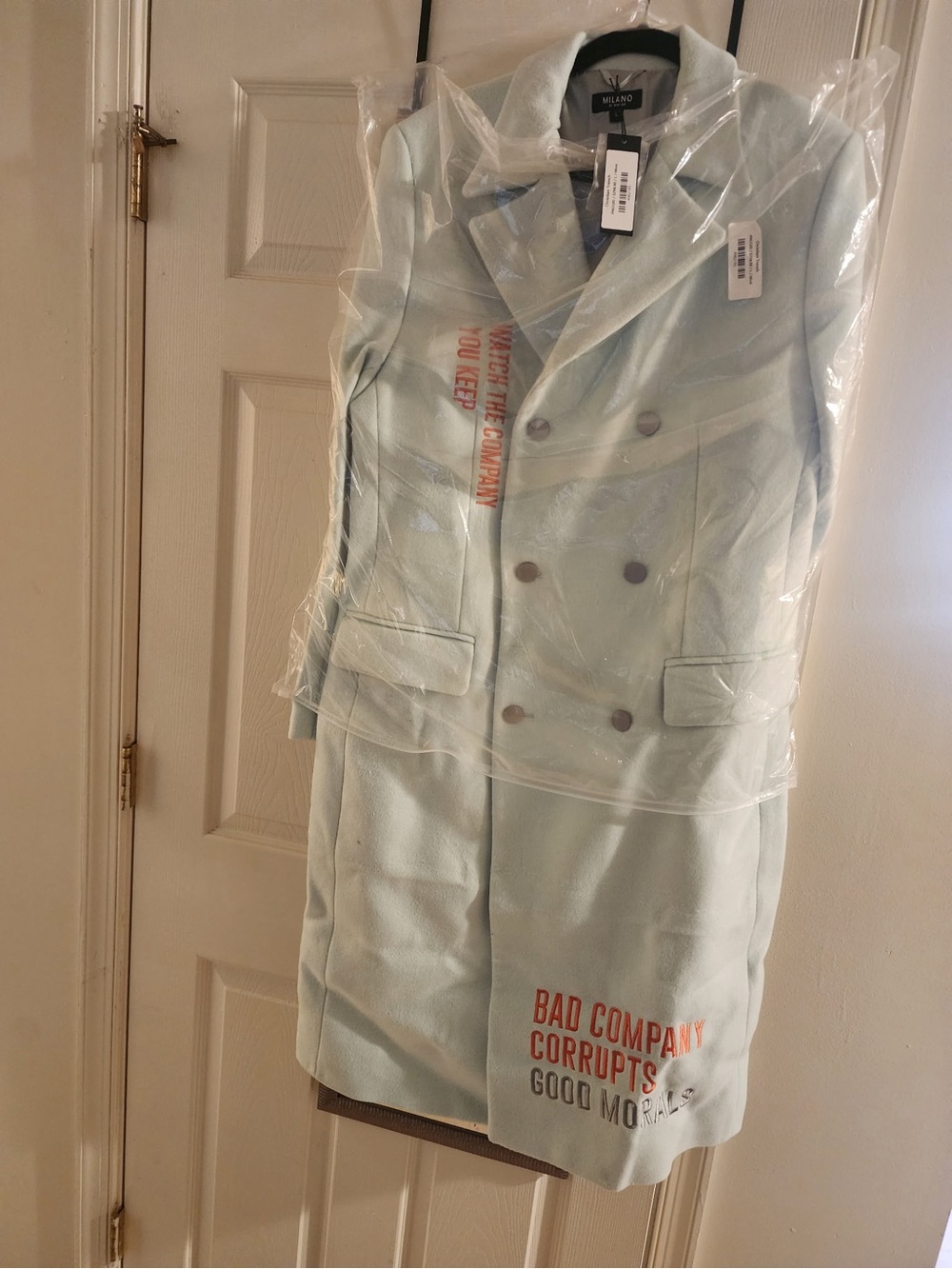 Milano Mint Green Double-Breasted Trench Coat